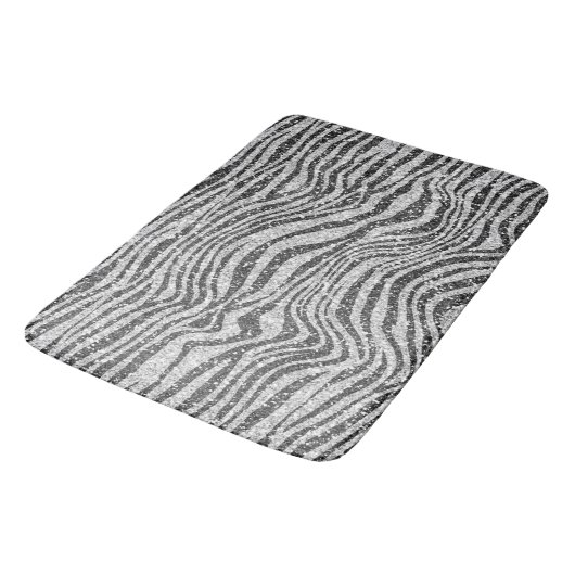 Tapis De Bain Parties scintillant d'impression Silver Black Glit (Angle)