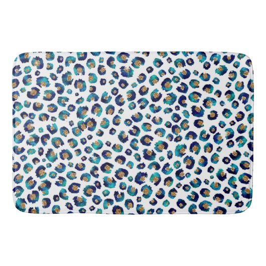 Tapis De Bain Parties scintillant d'or bleu Motif Leopard (Devant)