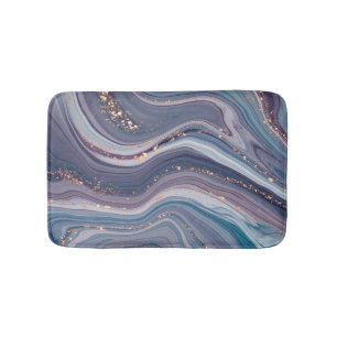 Tapis De Bain Parties scintillant d'or marbré violet
