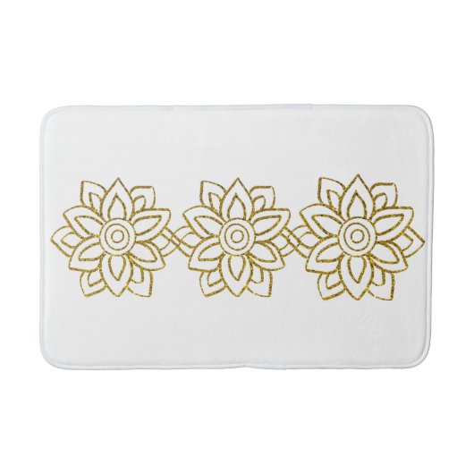 Tapis De Bain Parties scintillant d'or Poinsettia Noël Blanc (Devant)