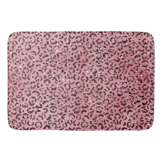 Tapis De Bain Parties scintillant empreinte de léopard rose (Devant)