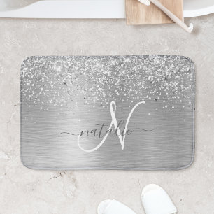 Tapis De Bain Parties scintillant en métal brossé argenté Nom du