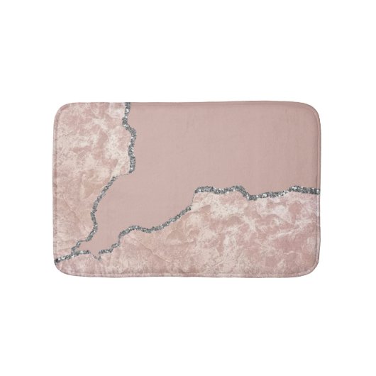 Tapis De Bain Parties scintillant en métal brossé rose argent (Devant)