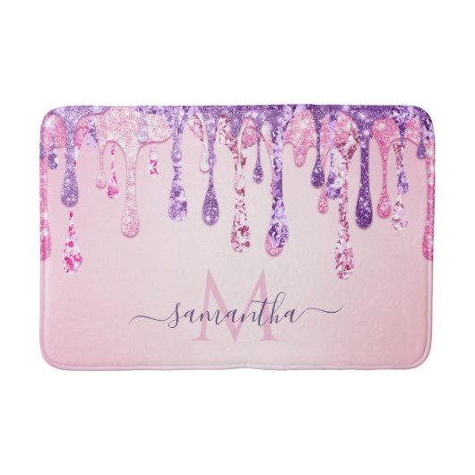 Tapis De Bain Parties scintillant en verre rose pourpre Déchets (Devant)