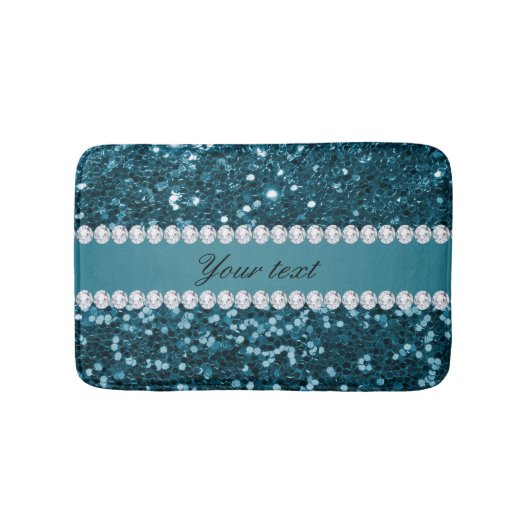 Tapis De Bain Parties scintillant et diamants de Dark Turquoise  (Devant)
