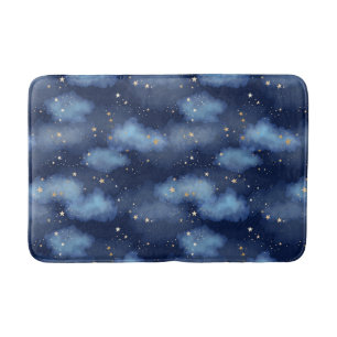 Tapis De Bain Parties scintillant Gold Stars Dark Blue Sky Motif