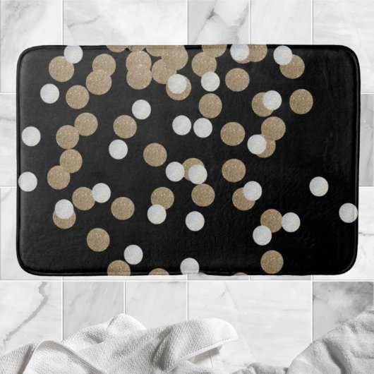 Tapis De Bain parties scintillant minimaliste Champagne noir con