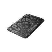 Tapis De Bain Parties scintillant noire et Empreinte de léopard (Angle)