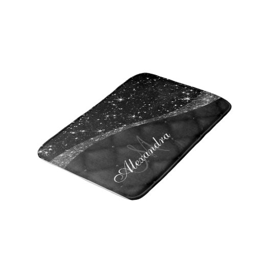 Tapis De Bain Parties scintillant noire et Parties scintillant (Angle)