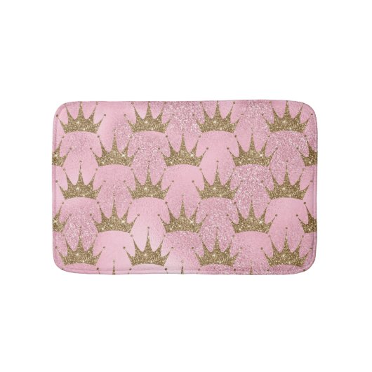 Tapis De Bain Parties scintillant rose et couronne dorée (Devant)