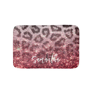 Tapis De Bain Parties scintillant rose et Empreinte de léopard