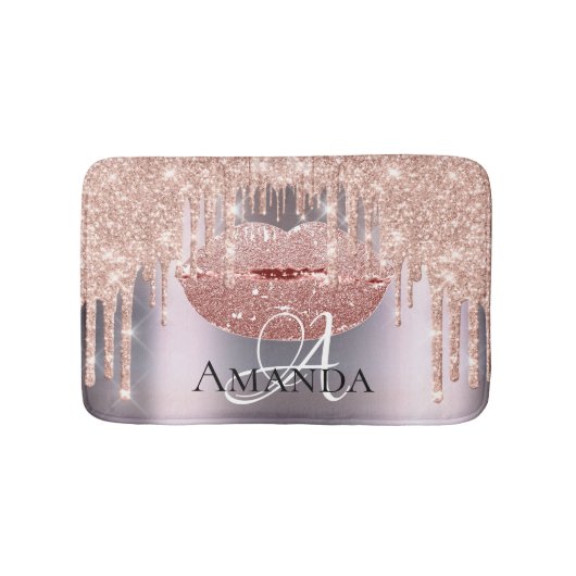 Tapis De Bain Parties scintillant rose rose gris Nom maquillage  (Devant)