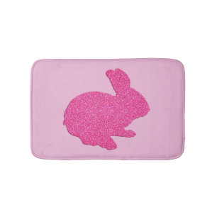 Tapis De Bain Parties scintillant rose Silhouette Lapin Lapin Ra