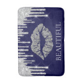 Tapis De Bain Parties scintillant Silver Kiss Lips Monogramme Be (Devant (Vertical))