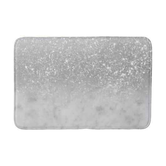 Tapis De Bain Parties scintillant Silver Ombre Marbre blanc Glam (Devant)