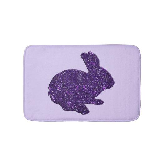 Tapis De Bain Parties scintillant violette Silhouette Lapin Lapi (Devant)