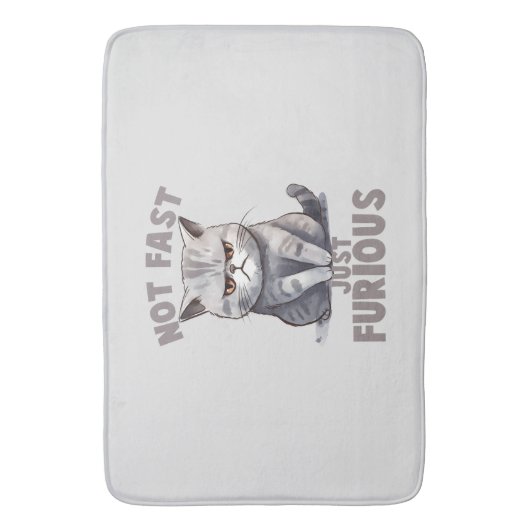 Tapis De Bain Pas rapide, juste furieux - Humour de chat gris (devant Vertical)