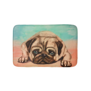 Tapis De Bain Pastel à chien Carlin mignon