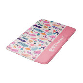 Tapis De Bain Pastel BOHO Chic Botanical Motif Nom personnalisé (Angle)