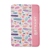 Tapis De Bain Pastel BOHO Chic Botanical Motif Nom personnalisé (Devant (Vertical))