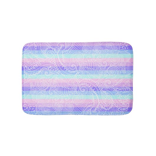 Tapis De Bain Pastel Candy | Motif d'Imaginaire doux rayé (Devant)