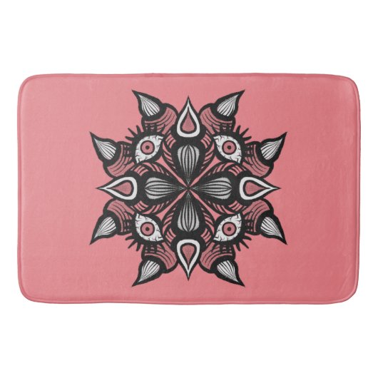 Tapis De Bain Pastel Goth Witch Design - Monstre Rose Noir (Devant)