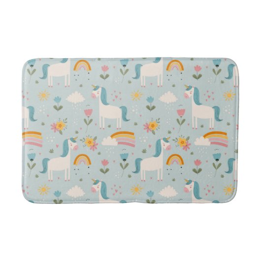 Tapis De Bain Pastel mignon Rainbow Unicorn Motif (Devant)