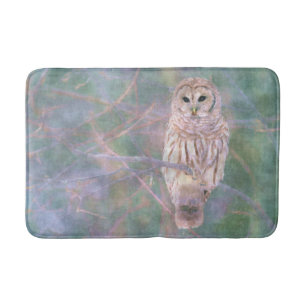 Tapis De Bain Pastel Oilpainting de hibou barré