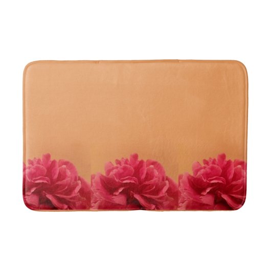 Tapis De Bain Pastel Orange Hot rose Floral (Devant)