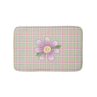 Tapis De Bain Pastel Plaid and Flower Bath Mat