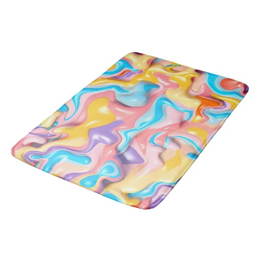 Tapis De Bain Pastel Plastic Fluid Abstrait (Angle)