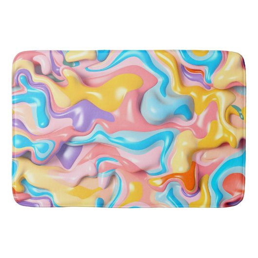 Tapis De Bain Pastel Plastic Fluid Abstrait (Devant)
