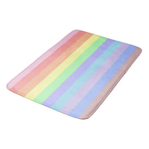 Tapis De Bain Pastel Rainbow Stripes