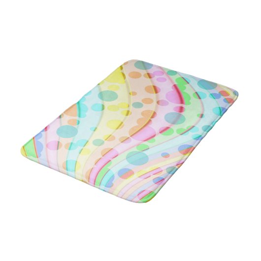 Tapis De Bain Pastel Rainbow Waves and Bubles (Angle)