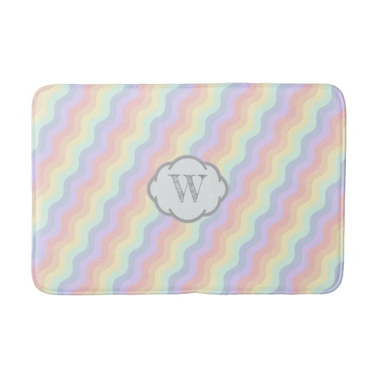 Tapis De Bain Pastel Rainbow Waves Bain Mat (Devant)