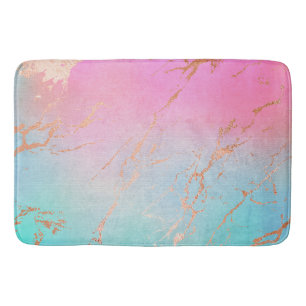 TAPIS DE BAIN PASTEL ROSE OR MARBRE MOTIF BAIN MAT