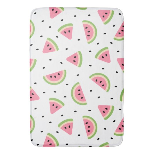 Tapis De Bain Pastèque rose, Graines de pastèque, Motif d'été (devant Vertical)