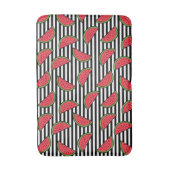 Tapis De Bain Pastèque sur le motif noir et blanc de rayures (Devant (Vertical))