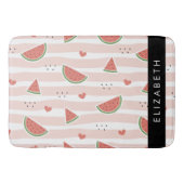 Tapis De Bain Pastèques Rouges, Coeurs, Bandes, Votre Nom (Devant)