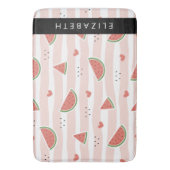 Tapis De Bain Pastèques Rouges, Coeurs, Bandes, Votre Nom (devant Vertical)