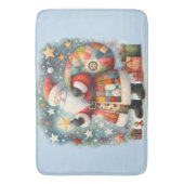 Tapis De Bain Patchwork à carreaux Père Noël avec étoiles de Noë (devant Vertical)