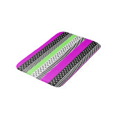 Tapis De Bain Patchwork de rayures noir et blanc et néon (Angle)