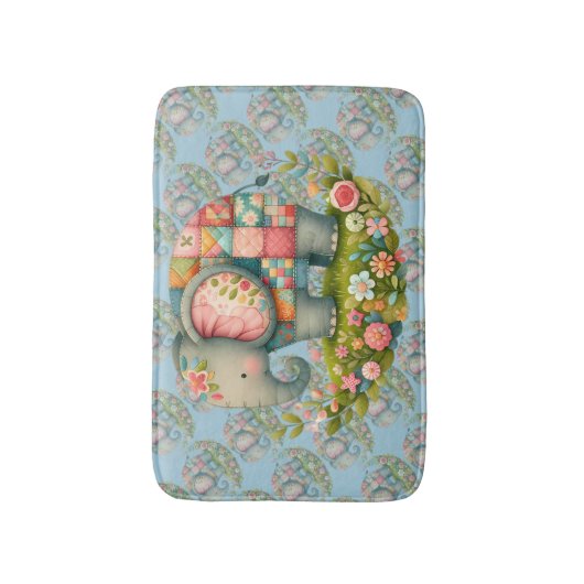 Tapis De Bain Patchwork Elephant Floral Meadow Charm (Devant (Vertical))