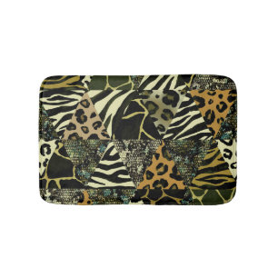 Tapis De Bain Patchwork Safari : Poster de animal aquarelle.