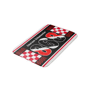 Tapis De Bain PATRIOTIC 868 Votre nom À damiers Drapeau sur NO