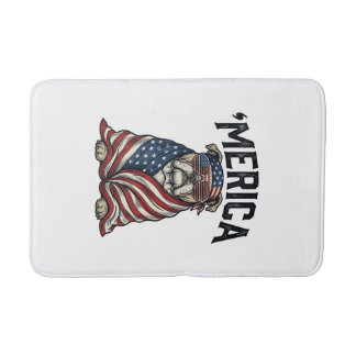 Tapis De Bain Patriotic Bulldog 'Merica Vintage Vector Shirt Des