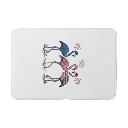 Tapis De Bain Patriotic Flamingo Trio Vintage Engraving Design_1 (Devant)