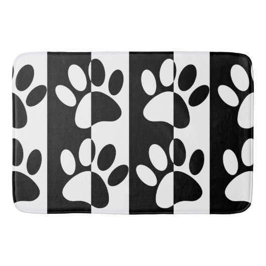 Tapis De Bain Patrouilles Et Rayures De Chien Noir Et Blanc (Devant)