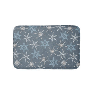 Tapis De Bain Patteries bleues de snowflakes d'hiver