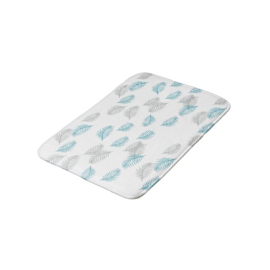 Tapis De Bain Pattern Blue & Gray Leaves (Angle)
